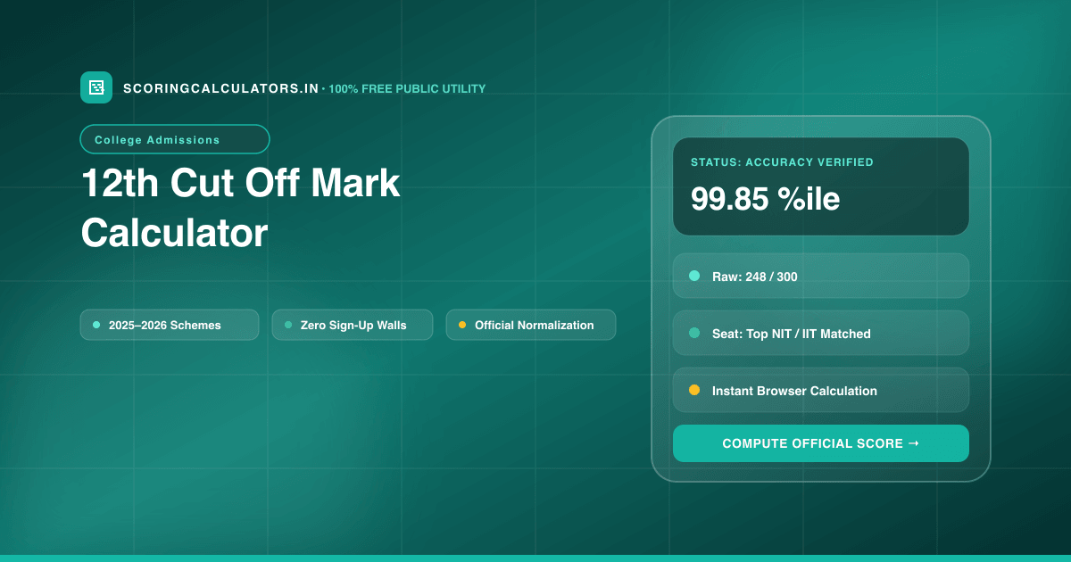 12th Cut Off Mark Calculator — Official Scoring Calculator 2025–2026