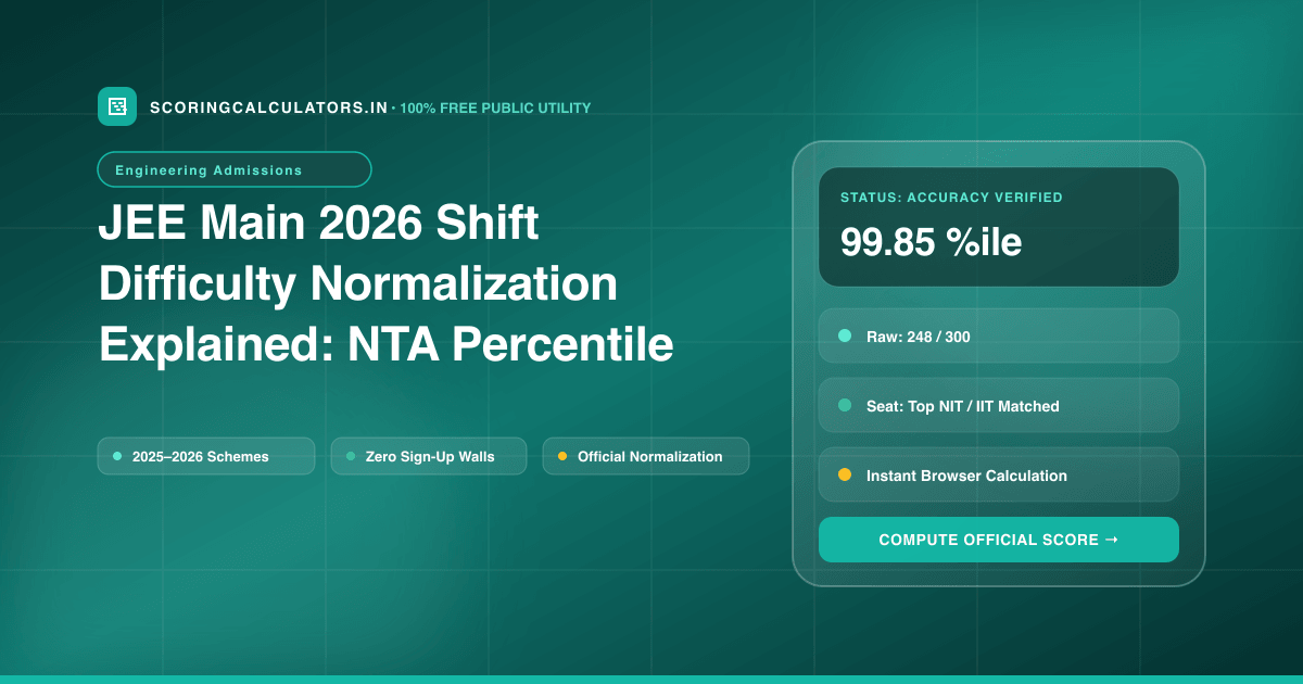 JEE Main 2026 Shift Difficulty Normalization Explained: NTA Percentile Formula & Marks vs Percentile Analysis — Complete Analysis & Editorial Guide
