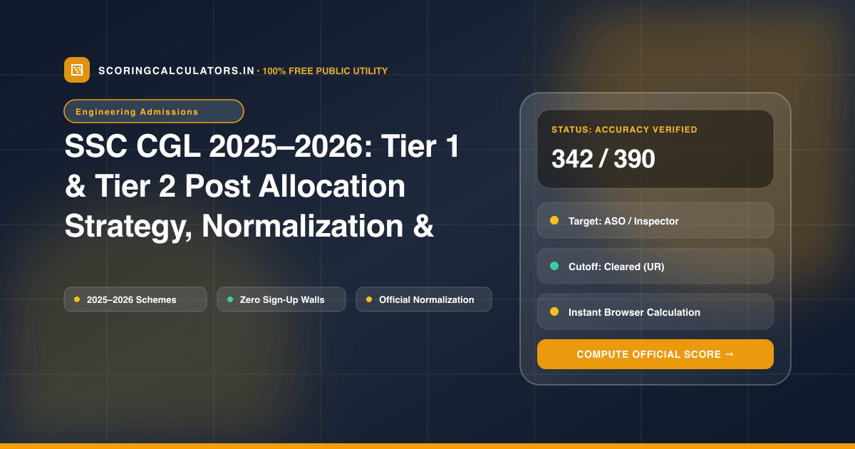SSC CGL 2025–2026: Tier 1 & Tier 2 Post Allocation Strategy, Normalization & Cutoff Breakdown — Complete Analysis & Editorial Guide