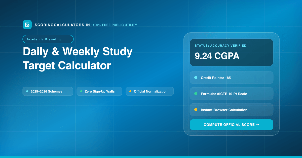 Daily & Weekly Study Target Calculator — Official Scoring Calculator 2025–2026